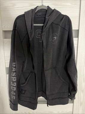 GASP Zip-Up Hoodie in Washed Black